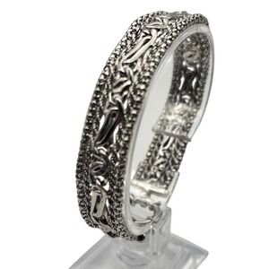 CHECKJ 925 Sterling Silver Multi Strand Popcorn Link Chain Bracelet 7.75in